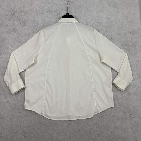 Athleta Shirt Womens Size 1X White Button Up Long Sleeve Preppy Classic - Picture 6 of 10